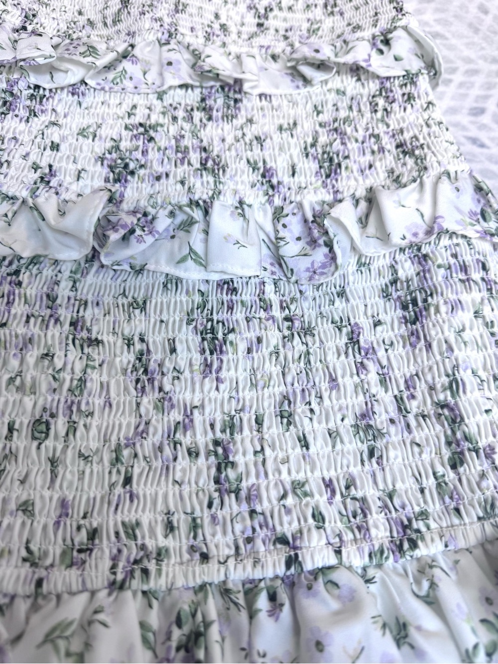 Antonio Melani Floral Smocked Fitted to Hips Dress Ruffle Cottagecore S8 - Picture 13 of 14